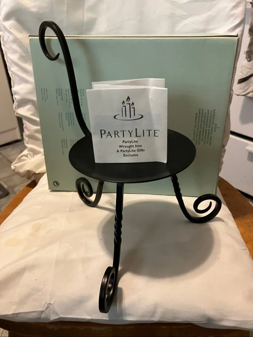 New. Partylite  black wrought iron , chair style design 10”-6”